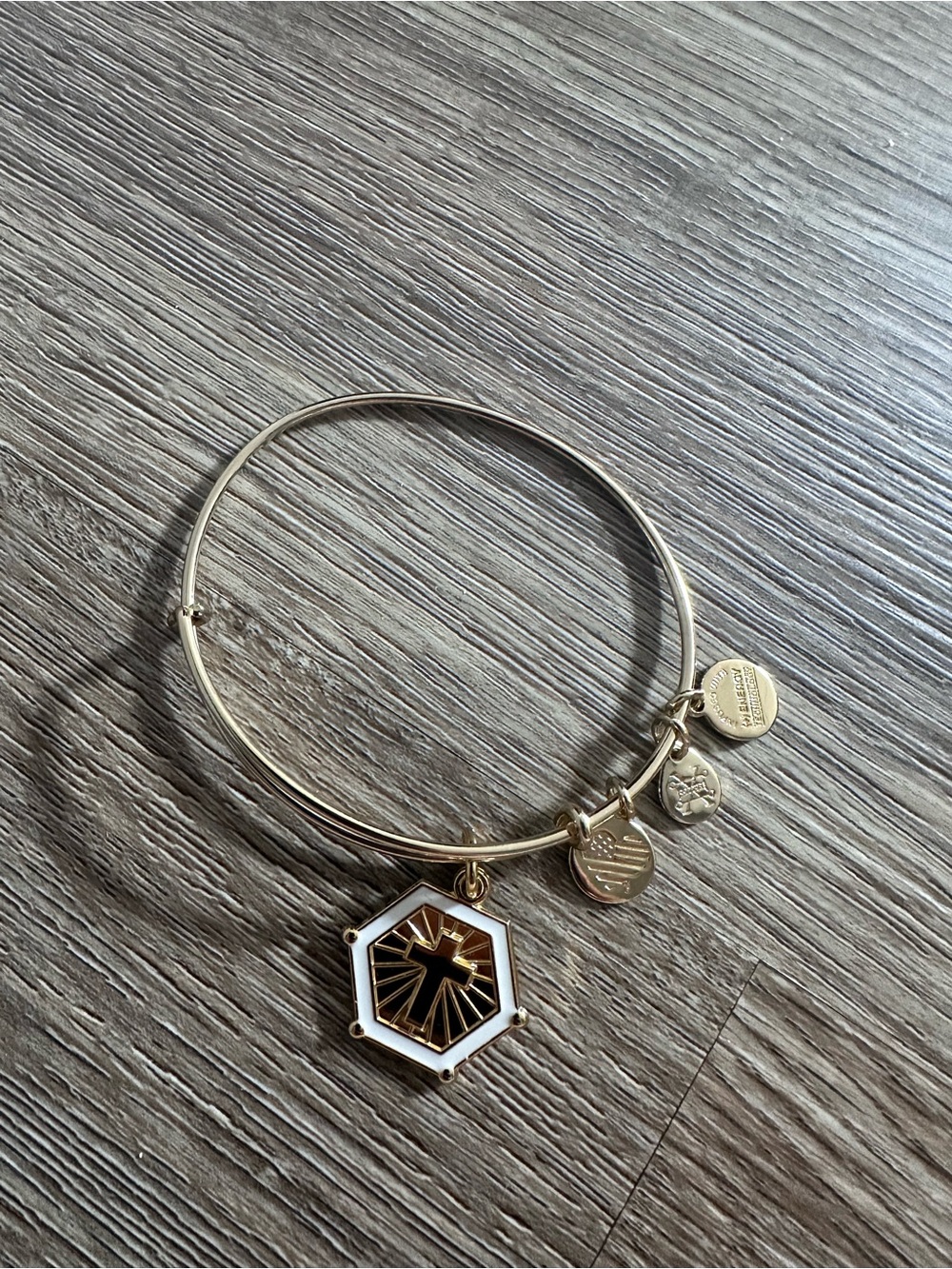 Alex and Ani gold cross bangle